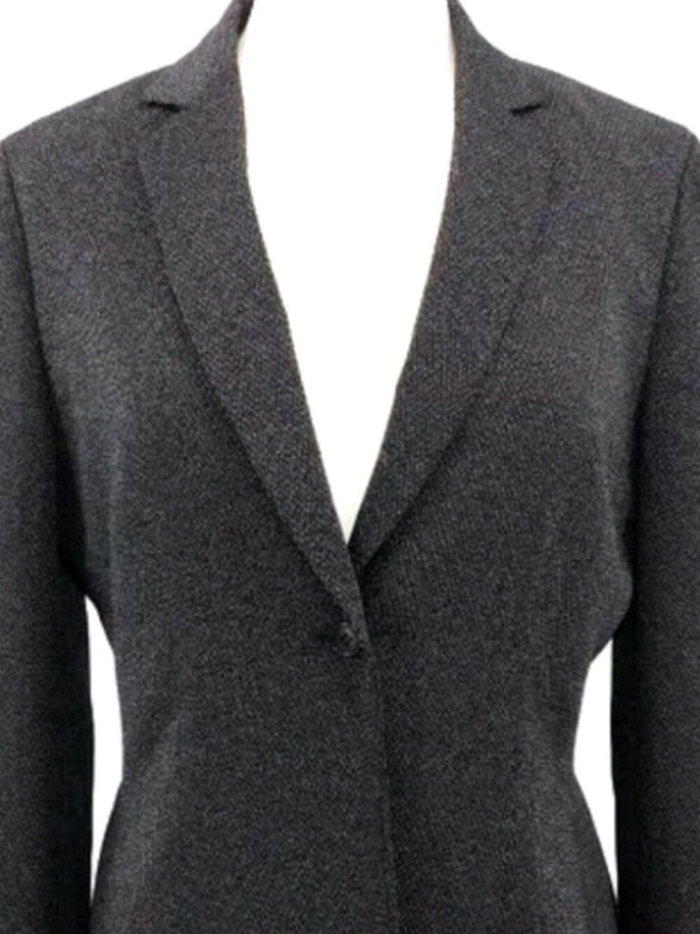 Tahari Grey One Button Herringbone Blazer - Picture 3 of 13